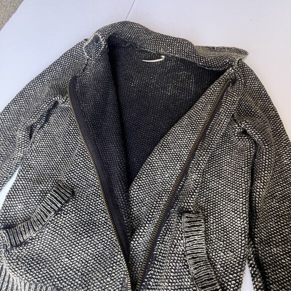 Free People Knit Moto Zip Cardigan XS-S Grunge Indie Textured Sweater Jacket - Picture 3 of 6